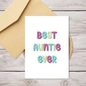 Imprimable meilleure tante jamais carte - carte d'anniversaire pour tante - téléchargement numérique - carte bien pensée pour tantes - faire-part de grossesse tante