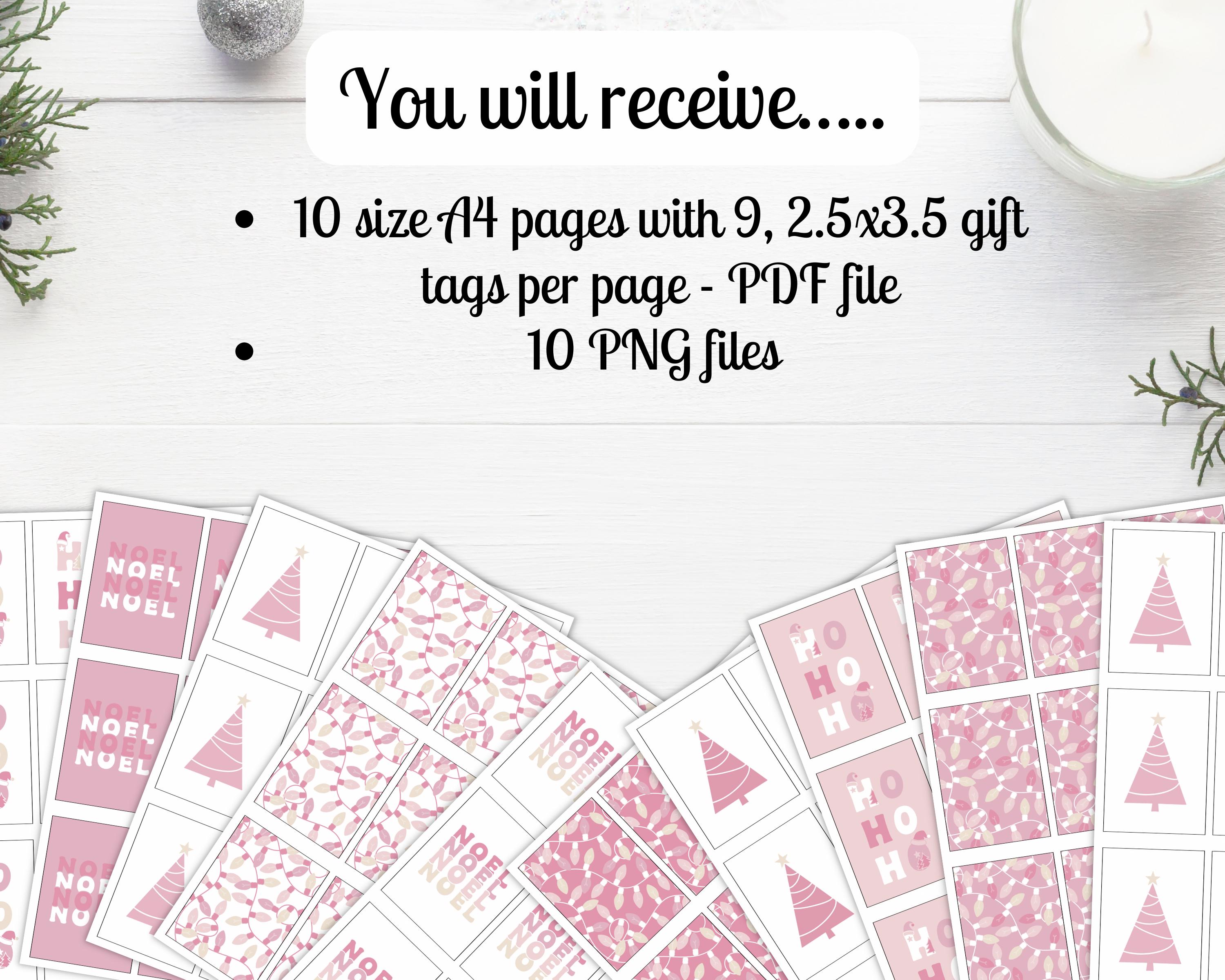 Printable Pink Christmas Gift Tags - Coquette Holiday Labels (digital ...