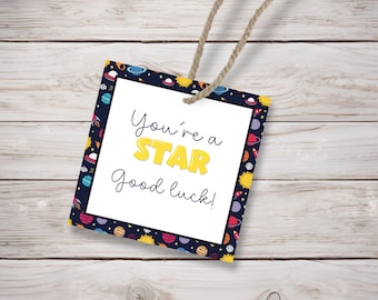 You're A Star Good Luck Geschenkanhänger: Weltraum-Thema zum Ausdrucken (PDF-Datei, PNG-Datei)