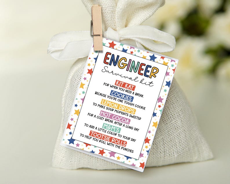 Printable Engineer Survival Kit Gift Tags: Appreciation Printable ...