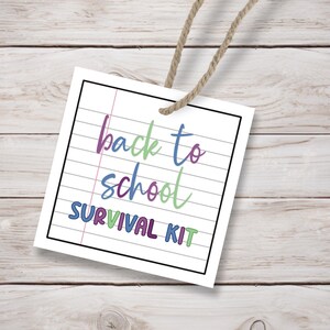Printable Back to School Survival Kit Gift Tag - Teacher Survival Kit Label - Instant Download - First Day of School Printable Tag