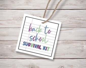 Back to School Survival Kit Geschenkanhänger zum selbst ausdrucken: Etikett für Lehrer/Schüler zum selbst ausdrucken (PDF Download)