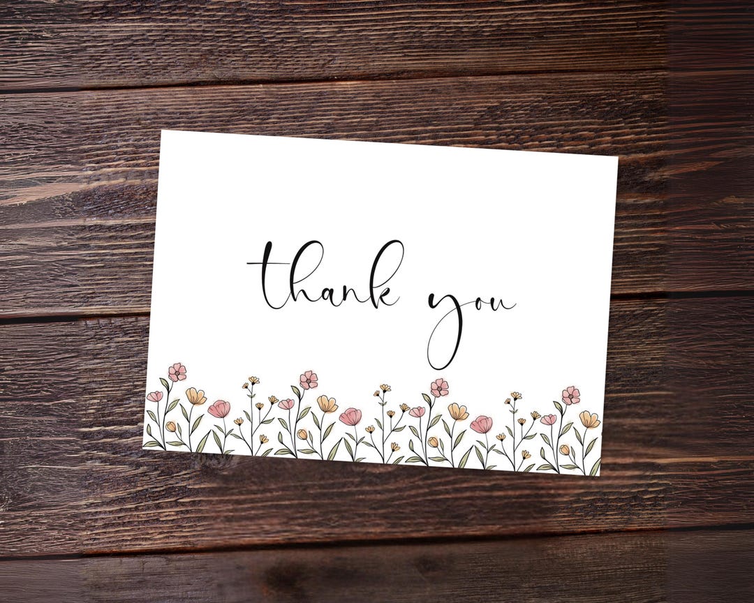 Printable Floral Thank You Card: Wildflower Design (PDF) - Etsy
