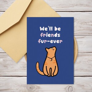 Biglietto di San Valentino con gatto stampabile - Biglietto con gioco di parole a tema gatto rosso - Biglietto con gioco di parole con gatto Friends Furever - Biglietti di San Valentino stampabili per compagni di classe