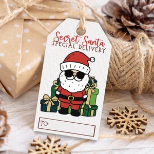 Etiqueta do Amigo Secreto | Etiquetas de Presente do Amigo Secreto para Imprimir no Escritório | Etiqueta de Natal em PDF para Presentes Fáceis e Diversão Festiva