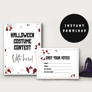 Scheda elettorale per il concorso in costume di Halloween – Cartello e schede di voto stampabili (download digitale)