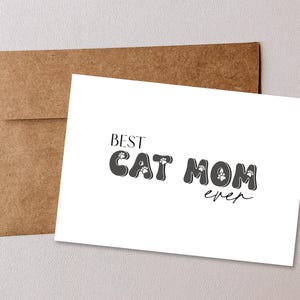 Tarjeta imprimible para la mejor mamá gata - Tarjeta de cumpleaños sencilla para mamá gata - Tarjeta del Día de la Madre de Cat Digital Download
