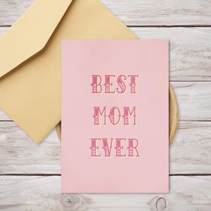 Meilleure carte imprimable pour maman - carte d'anniversaire rose pour maman - Fête des mères en téléchargement numérique - carte bien pensée pour les mamans