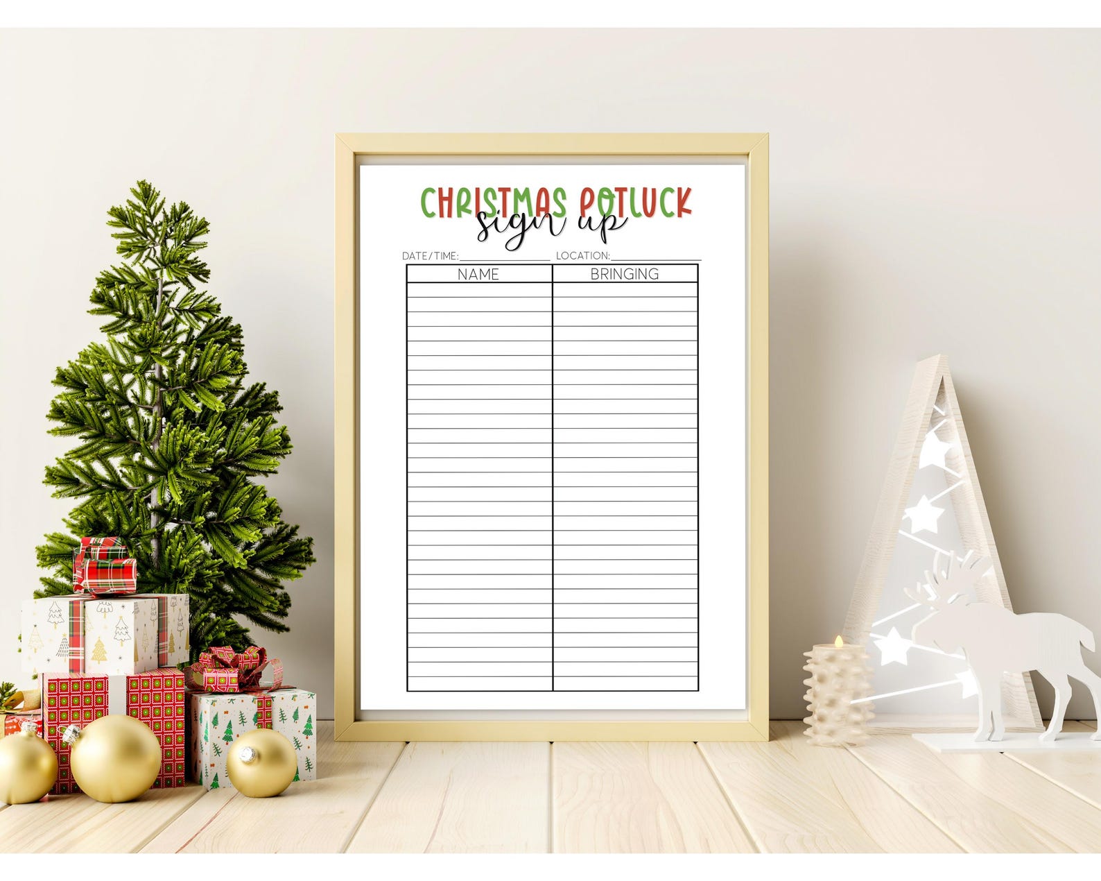 Pot Luck Sign up Sheet - Printable Christmas Potluck List - Christmas ...