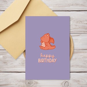 Printable Dragon Happy Birthday Card - Dragon Birthday Card - Instantly Downloadable Birthday Card - Kawaii Dragon Birthday Card