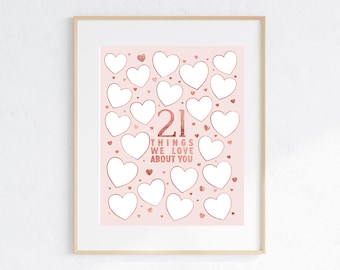 Printable 21st Birthday Guestbook Poster: 21 Things We Love About You (Digital Download)
