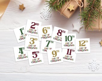 12 Tage Weihnachten Geschenkanhänger zum Ausdrucken - Sofortiger Download PDF