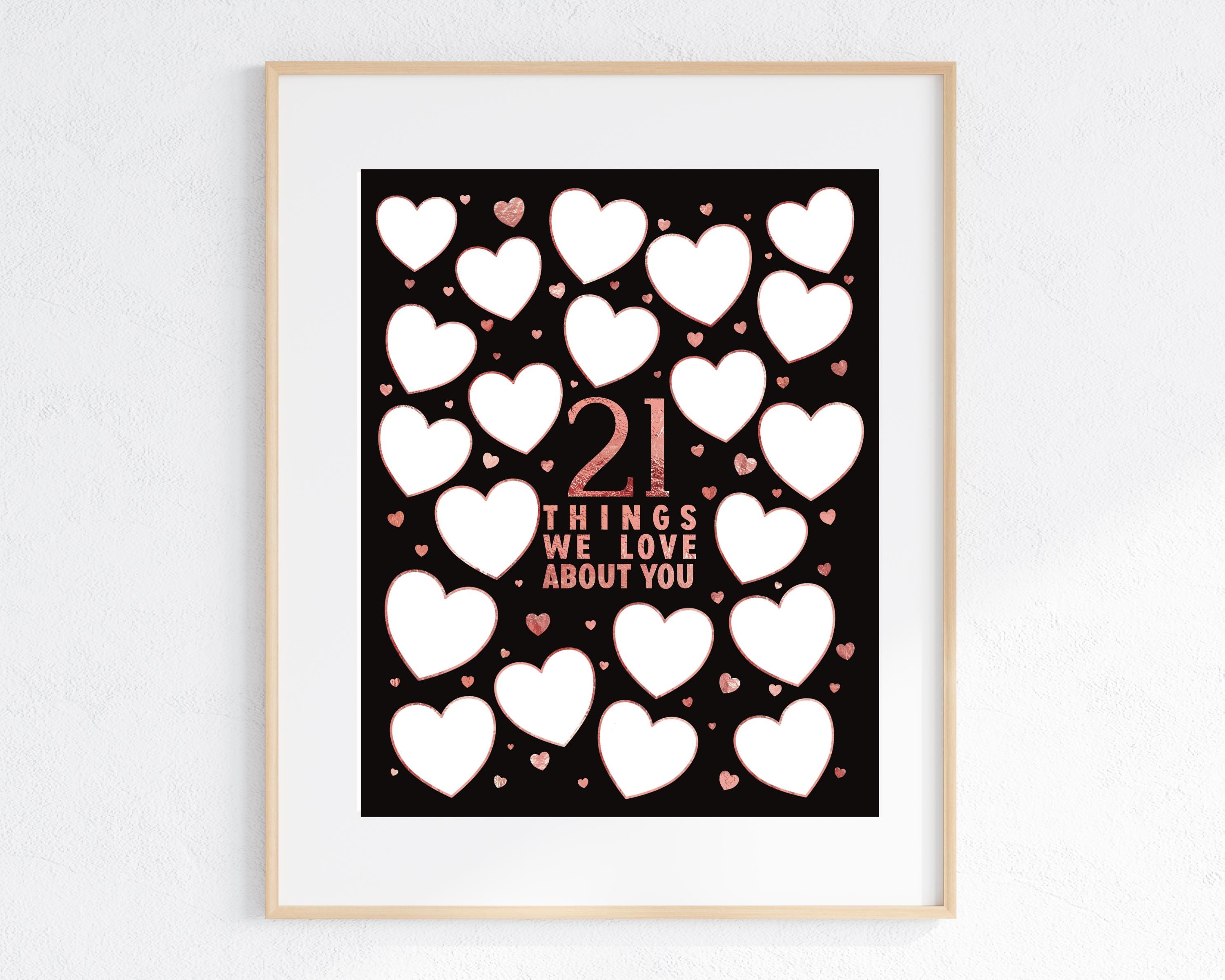 Printable 21st Birthday Guestbook Poster: 21 Things We Love About You ...