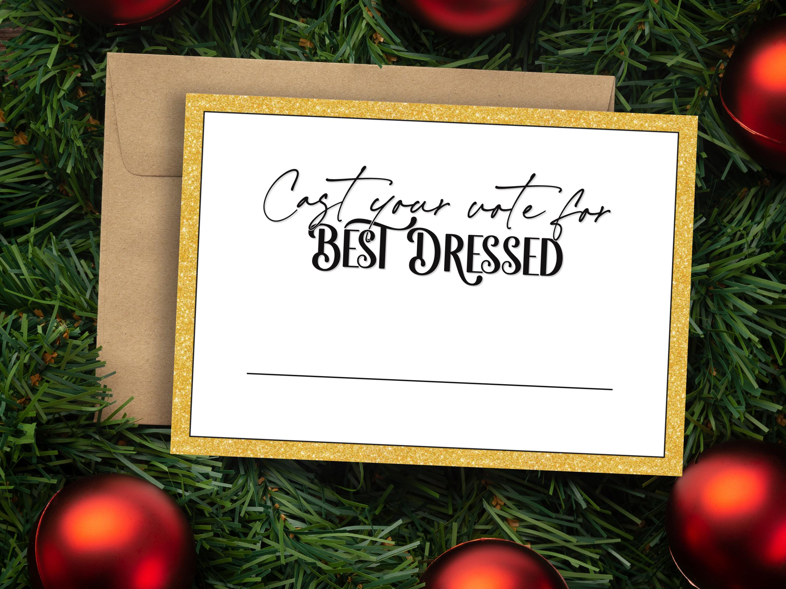 Best Dressed Voting Cards Set of 2 - Printable Ballot Cards for Best ...