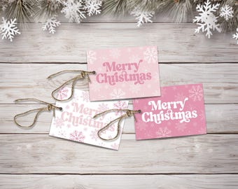Pink Christmas Printable Gift Tags - Coquette Holiday Labels (Digital Download)