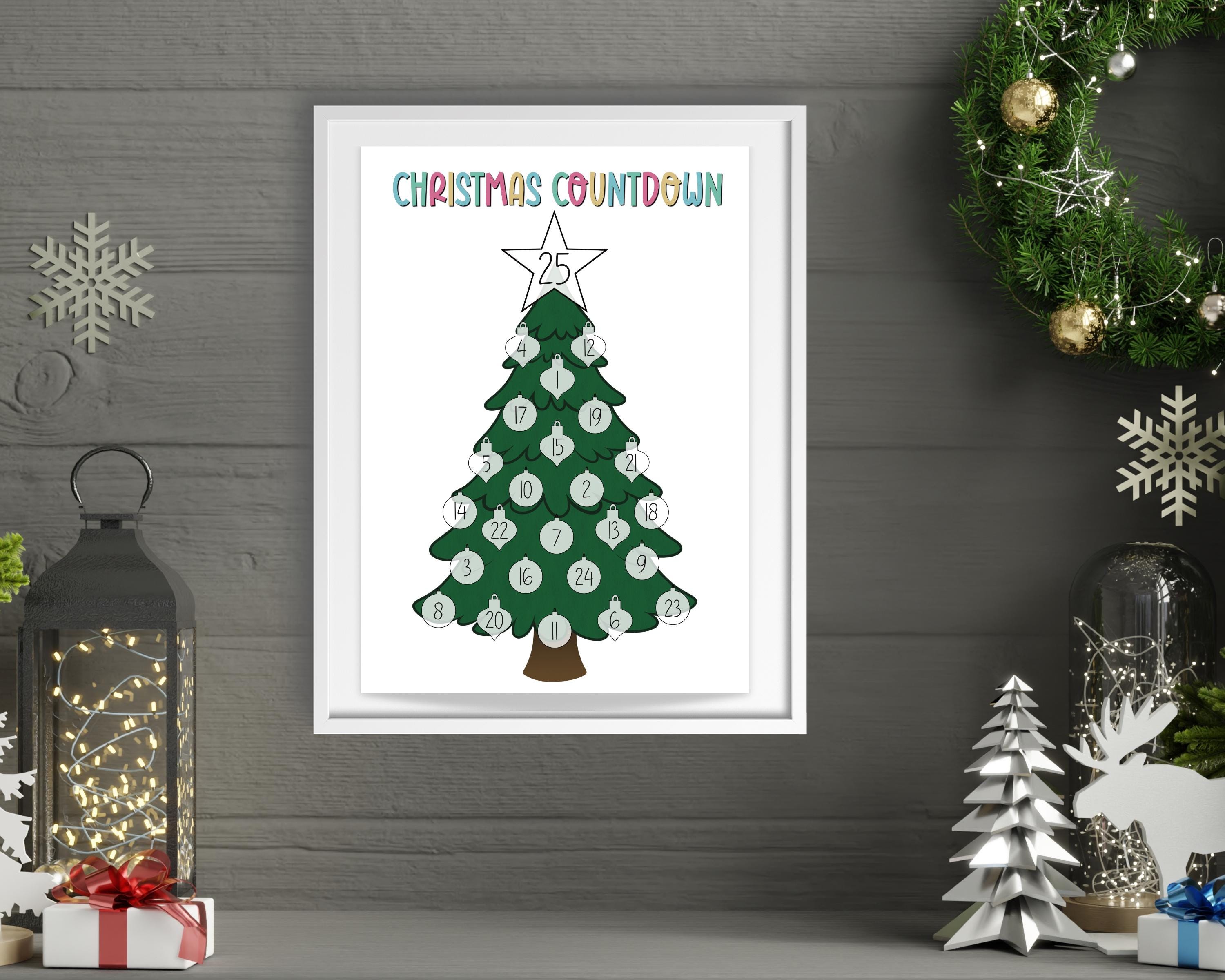 Tree Countdown Poster Printable Christmas Countdown Calendar: Christmas Tree Advent Poster ...