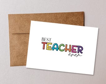 Bester Lehrer aller Zeiten Karte - Druckbare Lehrer Wertschätzung Karte Schütte - Sofortiger Download - Lehrer Ende des Schuljahres Dankeschön