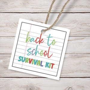 Printable Back to School Survival Kit Gift Tag - Teacher Survival Kit Label - Instant Download - First Day of School Printable Tag