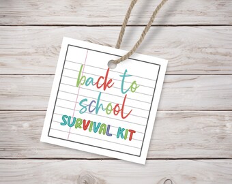 Back to School Survival Kit Geschenkanhänger zum selbst ausdrucken: Etikett für Lehrer/Schüler zum selbst ausdrucken (PDF Download)