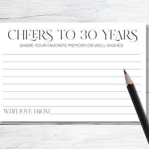 Carte de voeux imprimable pour le 30e anniversaire, livre d'or alternatif - Vive l'âge de 30 ans Imprimable, partage d'une carte mémoire - Carte du livre souvenir pour le 30e