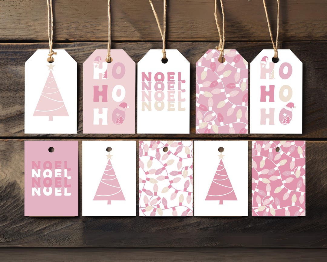 Printable Pink Christmas Gift Tags - Coquette Holiday Labels (digital ...