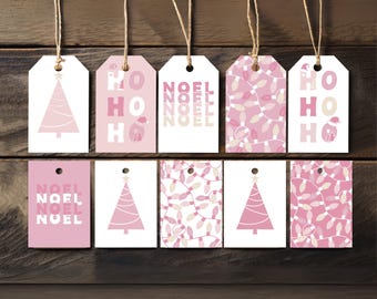 Printable Pink Christmas Gift Tags - Coquette Holiday Labels (Digital Download)
