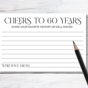 Livre d'or alternatif imprimable pour fête du 60e anniversaire - Bravo à vos 60 ans imprimable, partagez une carte mémoire - carte-livre souvenir minimaliste du 60e anniversaire