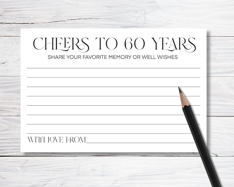 Printable 60th Birthday Guest Book Alternative: Cheers to 60 Years ...