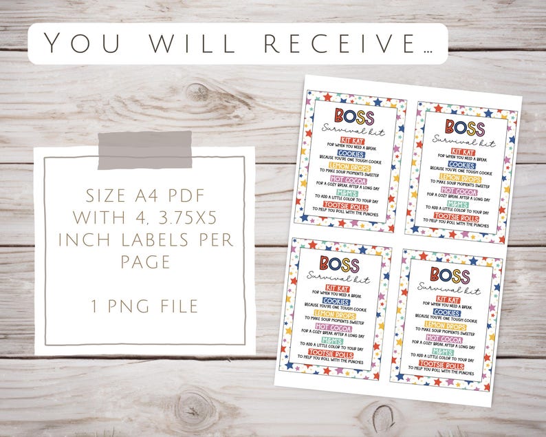 Printable Boss Survival Kit Gift Tags (instant Download) - Etsy