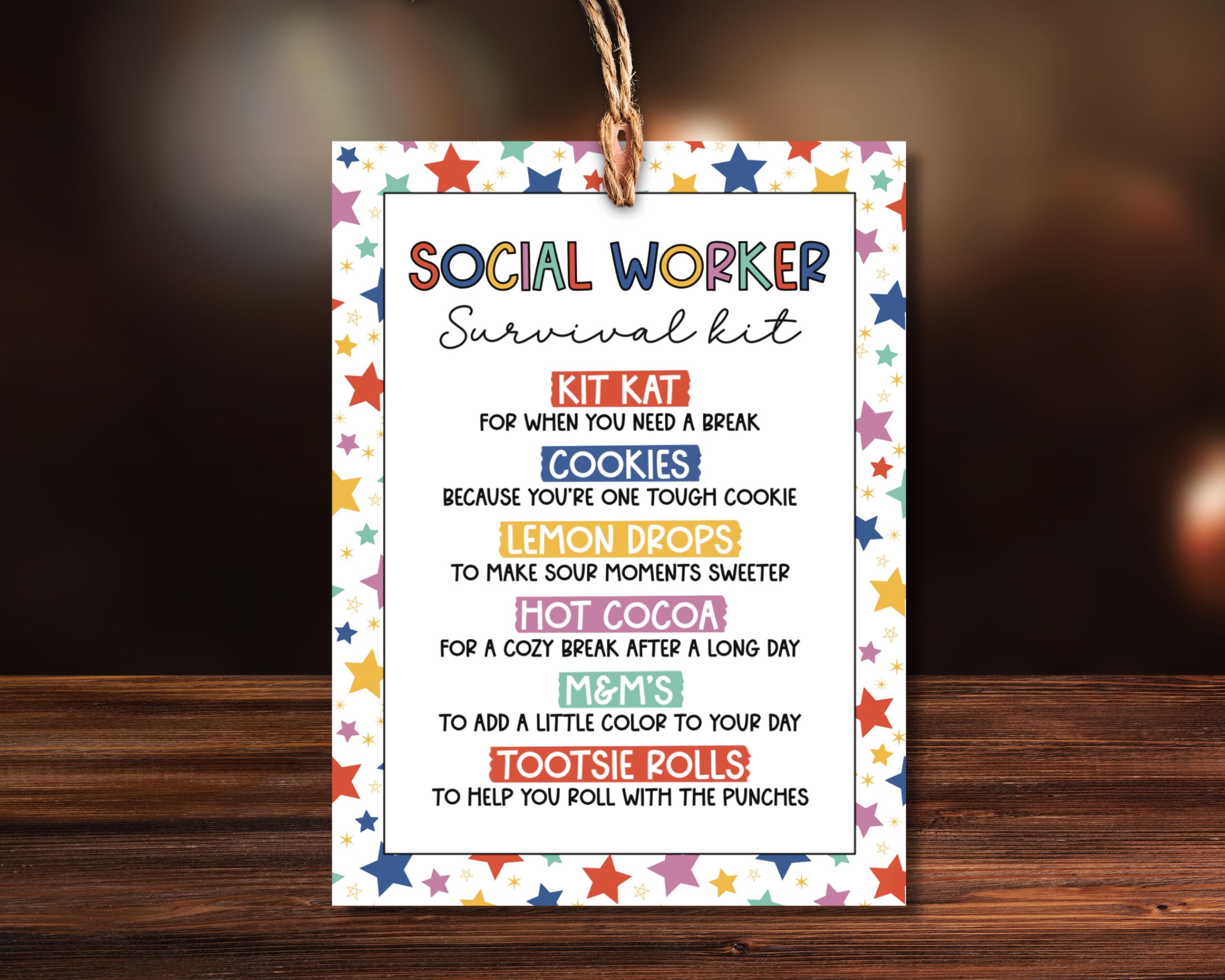 Printable Social Worker Survival Kit Gift Tags (printable Digital