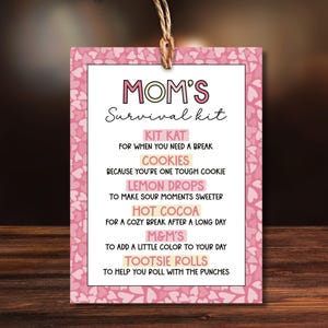 Etiquetas de presente para kit de sobrevivência para mães para impressão - Etiqueta de presente para o dia das mães para impressão - Download instantâneo - Kit de presente para sobrevivência para mães
