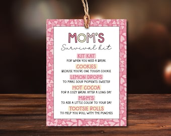 Etiquetas de regalo imprimibles para el kit de supervivencia de mamá (descarga instantánea)