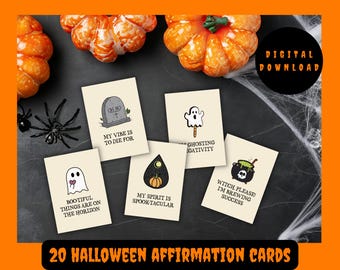 Afdrukbare griezelige Halloween-bevestigingskaarten: 20 unieke ontwerpen (afdrukbare digitale download)