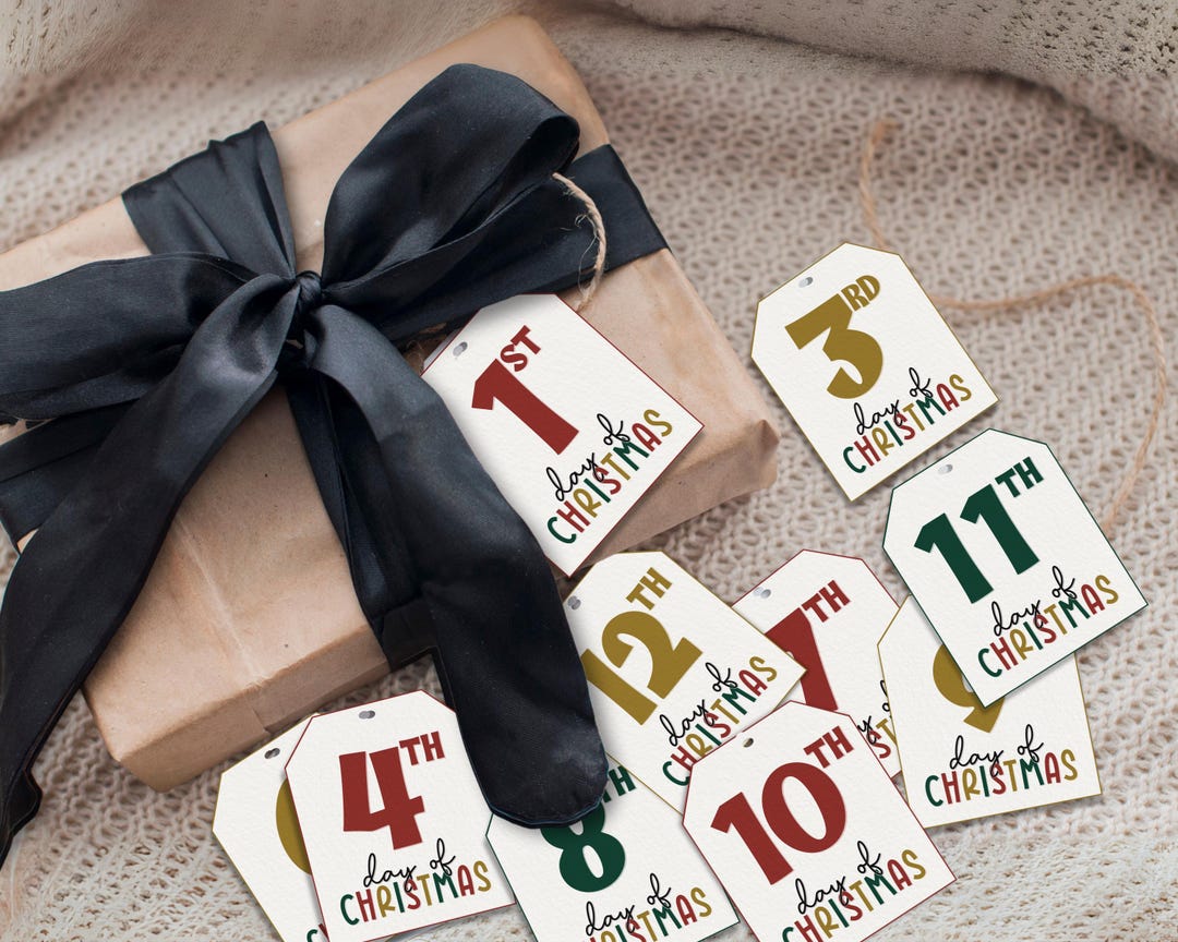 12 Days of Christmas Gift Tags – Printable Christmas Countdown (digital ...
