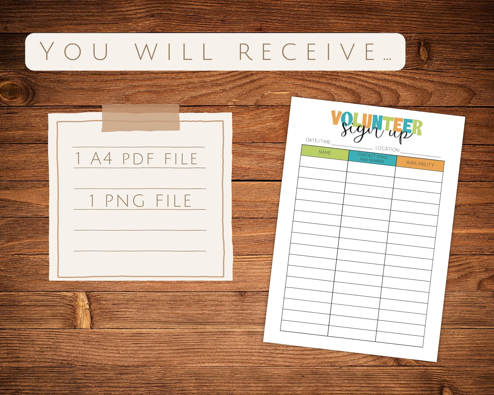 Volunteer Sign up Sheet - Printable Sign up Sheet - Event Sign up Sheet ...