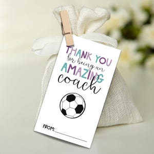 Soccer Coach Gift Tag Printable - Thanks Coach Label - Football Team Appreciation - Thank You Gift Label