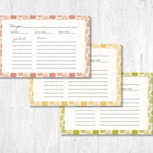 Tarjeta de receta en blanco para imprimir - Juego de 3 diseños de frutas cítricas - Tarjeta de receta de limón de 4 x 6 para descargar en Goodnotes y PDF para imprimir