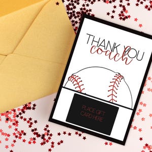 Porte-cartes cadeau baseball imprimable - Carte cadeau entraîneur merci & remerciement imprimable entraîneur baseball