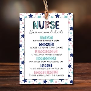 Printable Nurse Survival Kit Gift Tags (Instant Download)
