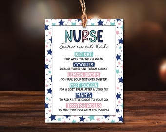 Printable Nurse Survival Kit Gift Tags (Instant Download)