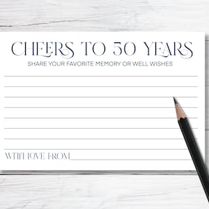 Livre d'or alternatif imprimable pour fête du 50e anniversaire bleu - Vive les 50 ans imprimable Partagez un souvenir - carte livre souvenir anniversaire d'or