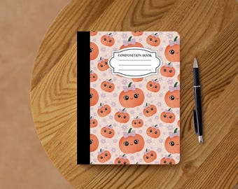 Druckbares Kawaii Kürbis Notizbuch Cover: Back to School Buch (Digitaler Download)