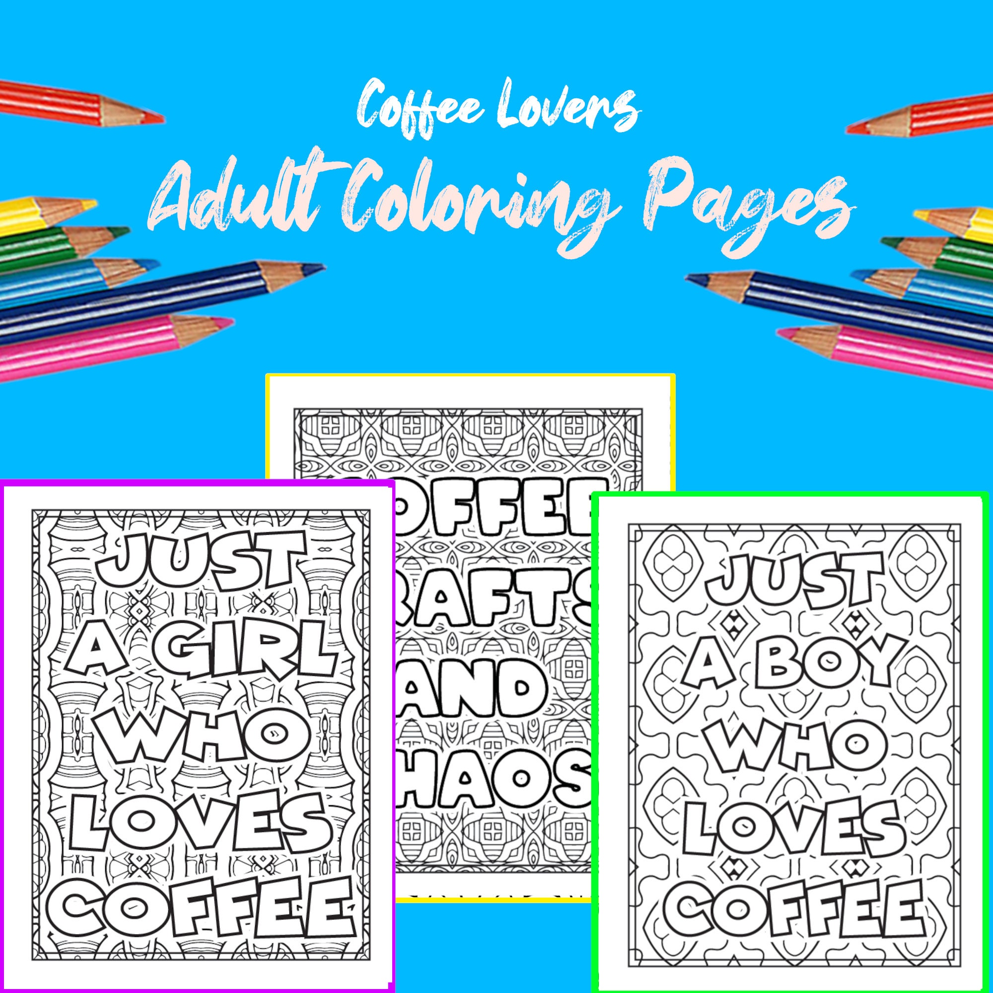 About Coffee Quotes Coloring Pages | Etsy