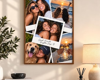 Personalised Photo Collage, 5 7 9 Photo Print, Gifts for Girlfriend Boyfriend, Polaroid Wall Art, Personalised Keepsake Poster