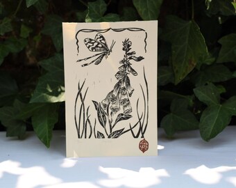 "Digital" linocut print