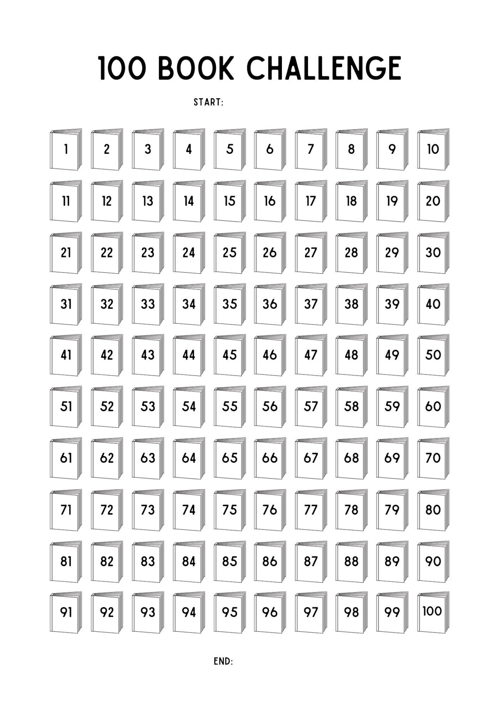 100 Book Challenge - Etsy