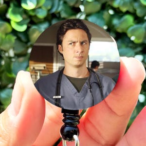 Funny Badge Reel | Scrubs JD Suspicious Face | Nurse Badge Reel | ID Badge Holder | Nurse Gift | Nurse Badge Holder | Cute Badge Reel