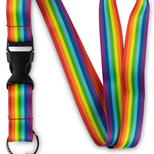 Rainbow Lanyard for Keys, ID Badges, Accessories with Quick Release Buckle and Metal Flat Ring
