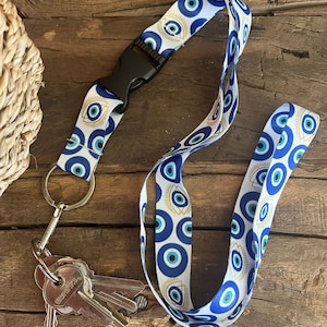 Evil Eye Lanyard with Release Buckle and Keychain Holder