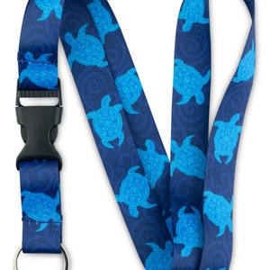 Turtle Swirls Lanyard with Release Buckle and Keychain Holder